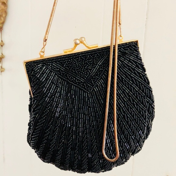 Lord & Taylor Handbags - Lord & Taylor • Glass Bead Black Crossbody Purse